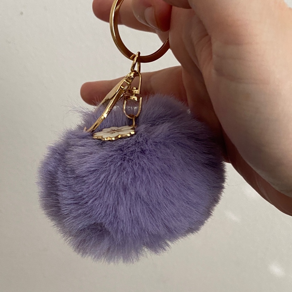 Lavender Fluffy Keychain Accessory